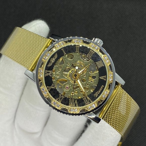 Men's Full Automatic & Mechanical Movement Luxury Style Gold Color Brand New Wat